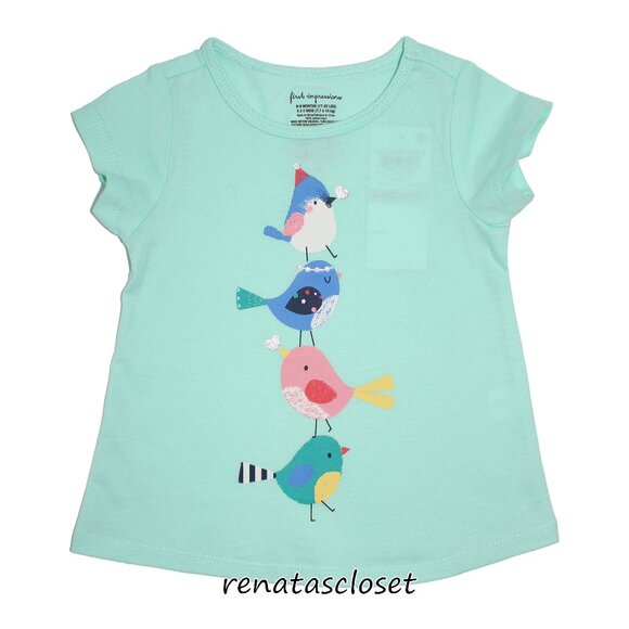 First Impressions Baby Girls' Birds Graphic Printed Short-Sleeve Tee NWT - Picture 1 of 9